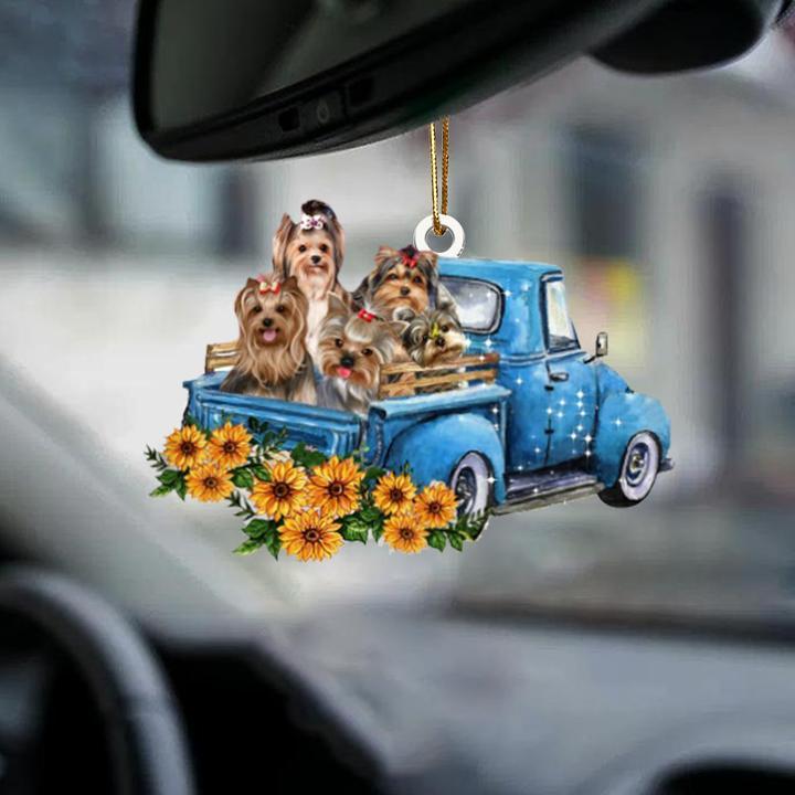 Hot Sale Happy Puppy Sunflower Truck Acrylic Car Pendant Hanging Ornament Interior Decor For Vehicle Interior Decoration