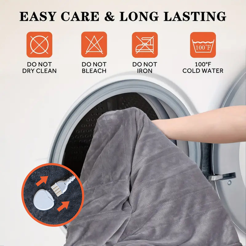 Heated Blanket Queen Size With Dual Zone Control - 10 Heat Settings Electric Throw Blanket With Automatic Shut Off Timer, Machine Washable Soft Flannel