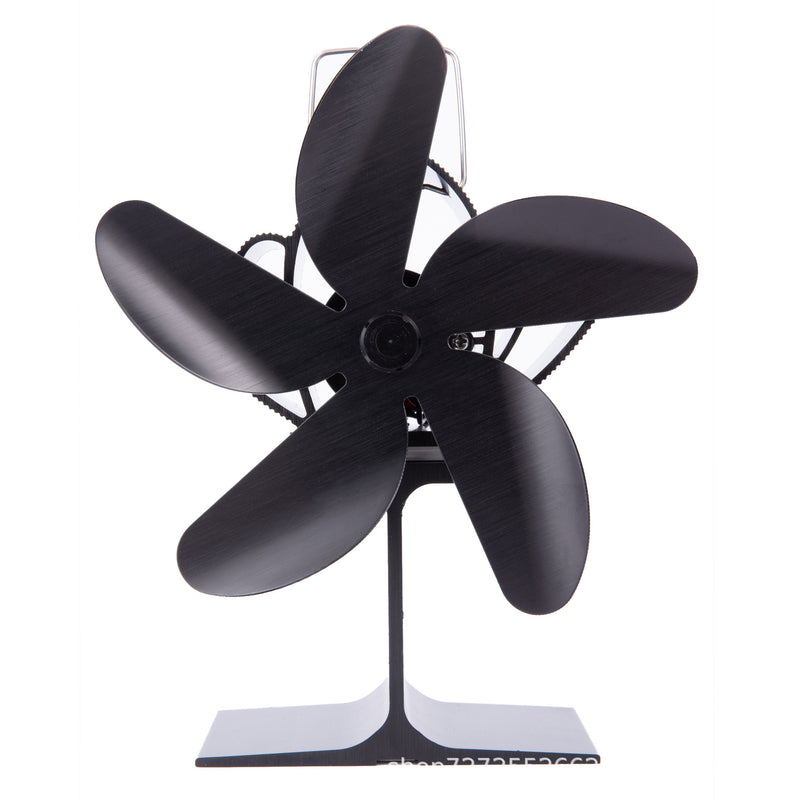 5-blade black fireplace fan heating stove fan log burner environmental protection fan silent household fireplace fan efficient heat dissipation