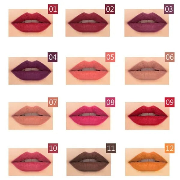 12-Piece Waterproof Matte Lipstick & Lip-Liner Set