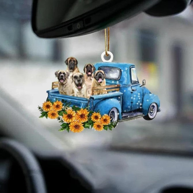 Hot Sale Happy Puppy Sunflower Truck Acrylic Car Pendant Hanging Ornament Interior Decor For Vehicle Interior Decoration