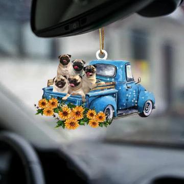 Hot Sale Happy Puppy Sunflower Truck Acrylic Car Pendant Hanging Ornament Interior Decor For Vehicle Interior Decoration