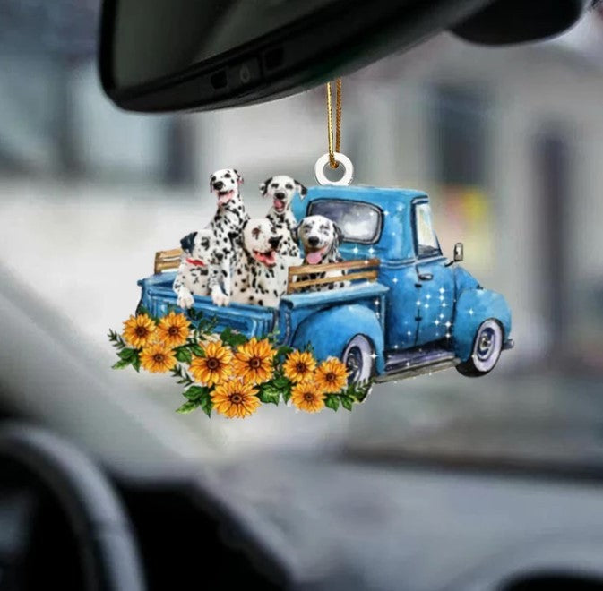 Hot Sale Happy Puppy Sunflower Truck Acrylic Car Pendant Hanging Ornament Interior Decor For Vehicle Interior Decoration