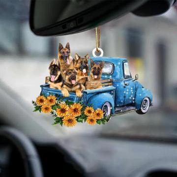 Hot Sale Happy Puppy Sunflower Truck Acrylic Car Pendant Hanging Ornament Interior Decor For Vehicle Interior Decoration