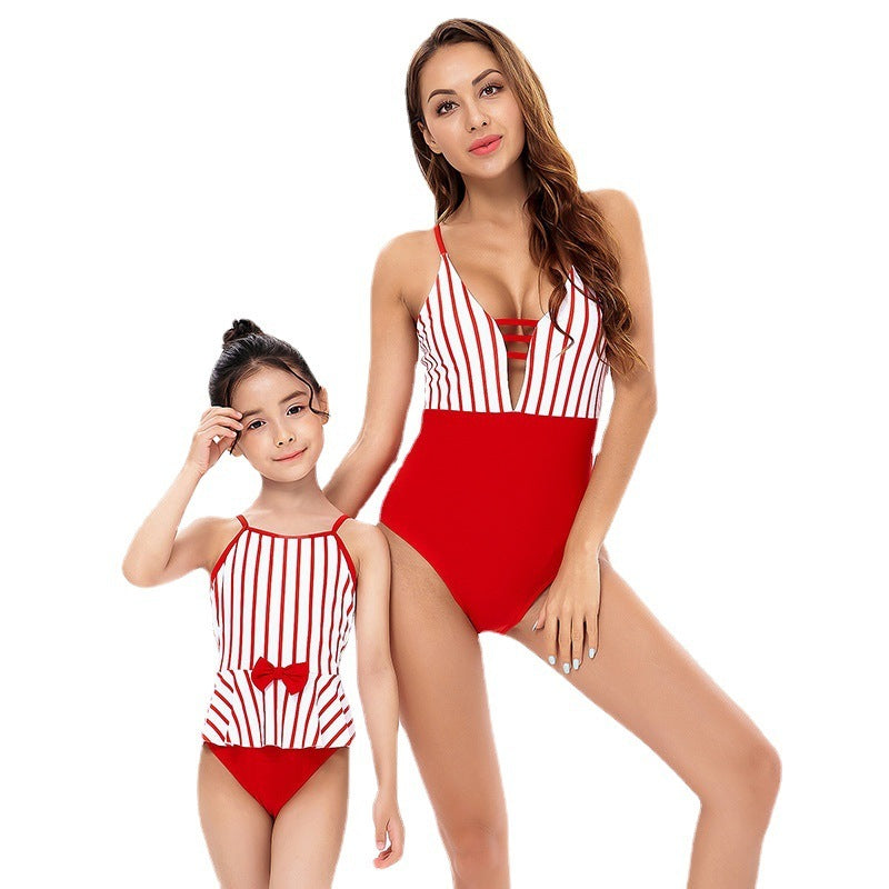 High Waist Bikini Mother And Daughter Swimsuit