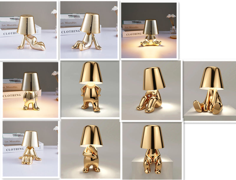 Golden Statue Lamp Creative LED Charging Atmosphere Night Light