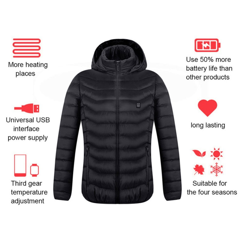 Heated Hooded Jacket ,Lightweight and Adjustable Temperature