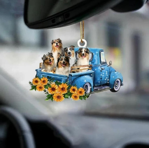 Hot Sale Happy Puppy Sunflower Truck Acrylic Car Pendant Hanging Ornament Interior Decor For Vehicle Interior Decoration