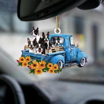 Hot Sale Happy Puppy Sunflower Truck Acrylic Car Pendant Hanging Ornament Interior Decor For Vehicle Interior Decoration