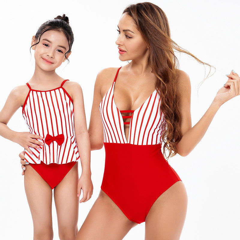 High Waist Bikini Mother And Daughter Swimsuit