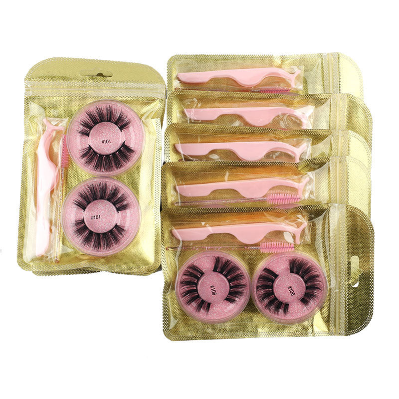 False Eyelashes Mink Hair Natural Bushy Round Set Beauty Tools