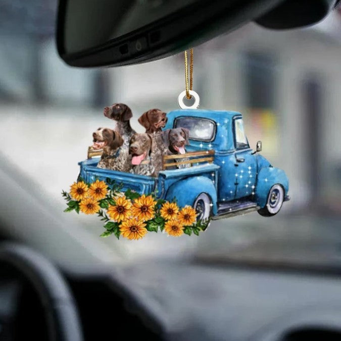 Hot Sale Happy Puppy Sunflower Truck Acrylic Car Pendant Hanging Ornament Interior Decor For Vehicle Interior Decoration